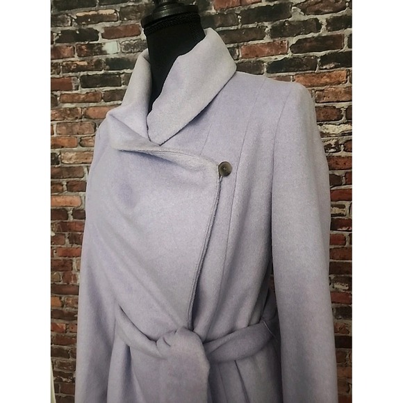 Cole Haan Signature Wool Wrap Coat Slick Lilac Purple Pea Winter City Classic 4P - Picture 4 of 10